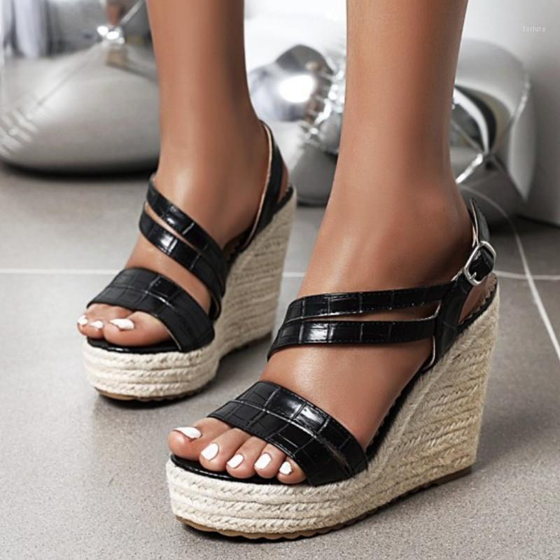 

Fanyuan Sandals Wedges Summer Women Shoes Buckle Platform Sandals Casual Female Shoes Party Ankle Strap Size 34-431, Black
