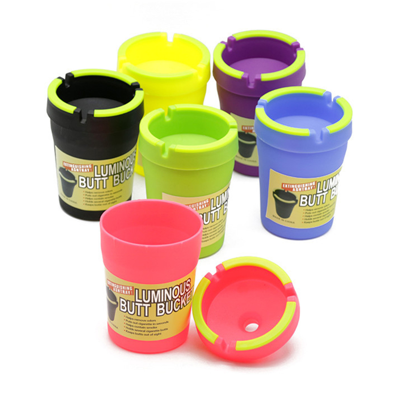 

Luminous Plastic Ashtray Mini Car Smokeless Colorful Ash Tray Portable Durable Glow Cigarette Holder Heat-Resistant Smoking Accessories