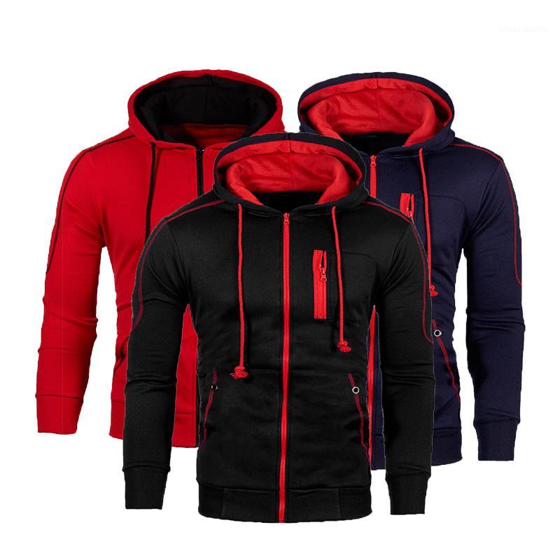 

Mens Fleece Hoody Sweatshirts Autumn Long Sleeve Running Jacket Men Casual Cardigan Zipper Jogging Thermal Hoodies1, Red