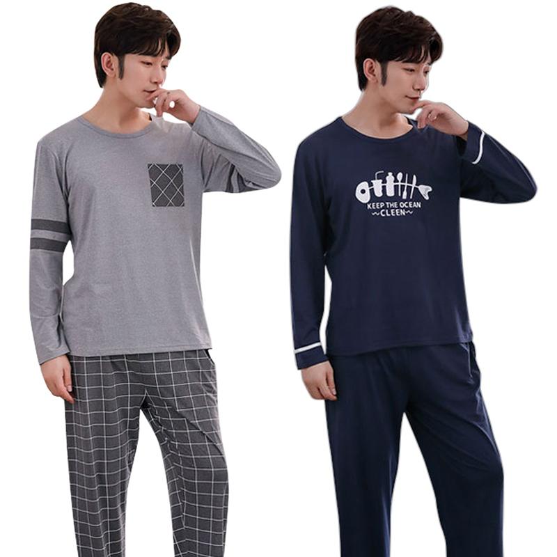 

Pajamas Set For Man Spring/Autumn Long-Sleeved Pijama Suit Cotton Casual Running Sports Two-Piece Homewear Femmes