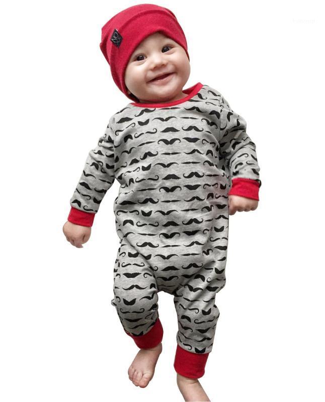

New 2020 Fashion Newborn baby boy girl romper Cotton long sleeves Cartoon beard One-pieces Jumpsuit Infant clothes Outfits1, Gray
