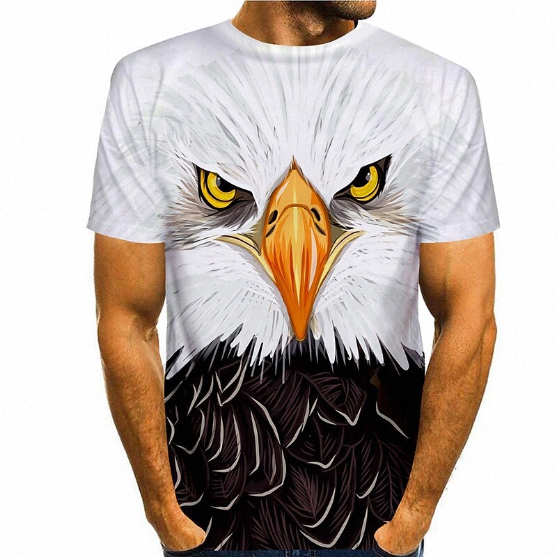 T-shirt masculin 3d imprimement graphique aigle animal rond cou rond Neck quotidien Imprimé de vacances à manches courtes Basic occasionnelle bla