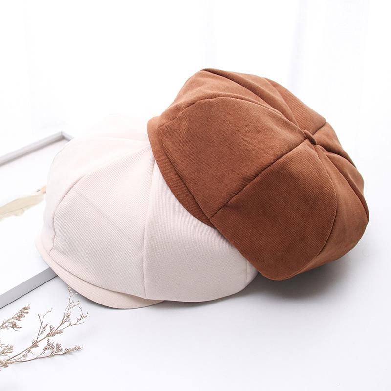 

LDSLYJR solid beret casual painter hat peaked octagonal hat women and girl 20, Black