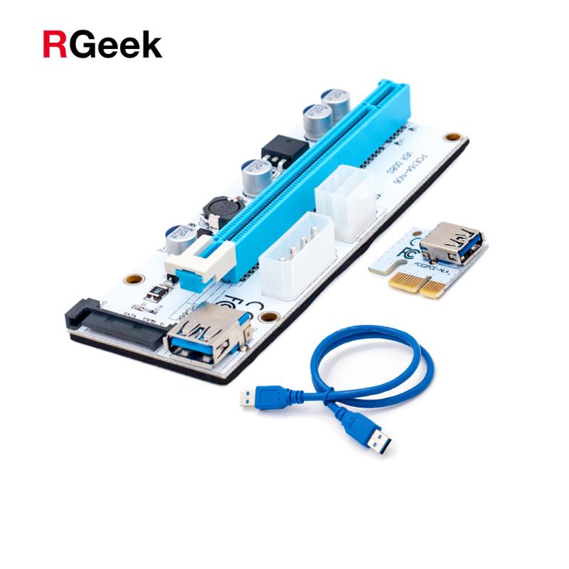 

VER008S 3 in 1 Molex 4Pin SATA 6PIN PCIE PCI-E PCI Express Riser Card 1x to 16x USB 3.0 Cable For Mining Miner