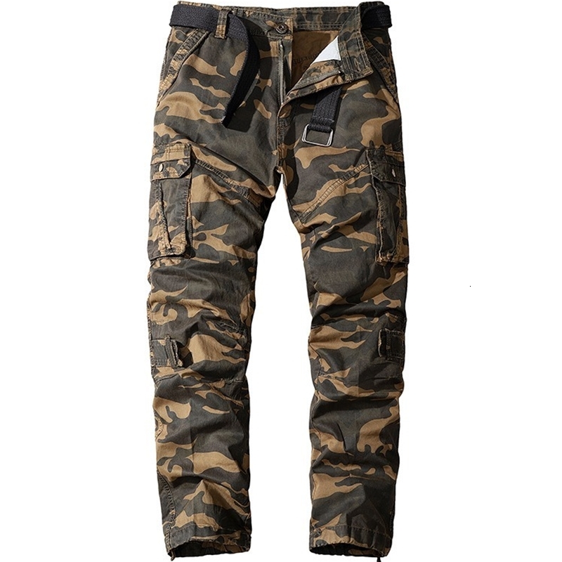 

2021 New Spring Camouflage of Casual Men 100% Cotton Pocket Belts High Quality Male Pants in Straight Line Sweatpants 1rqe, Black