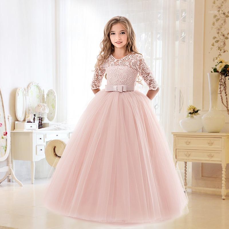 

Kids Bridesmaid Lace Girls Dress For Wedding and Party Dresses Evening Christmas Girl long Costume Princess Children Fancy 6-14Y1, Green