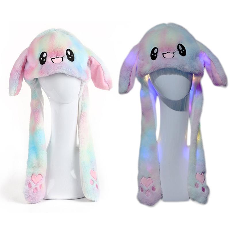 

LED Glowing Colorful Plush Animal Hat Moving Ears Cosplay Party Cap J78E, White