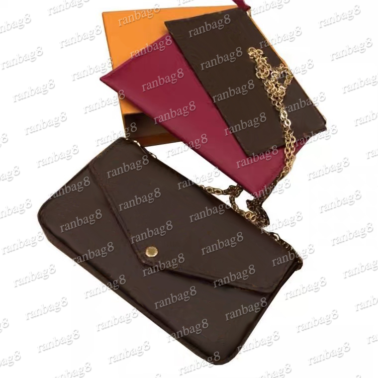 

women's small Handbag pochette shoulder bags with two removed pockets 3in 1 Chain Bag check plaid flower crossbody Bags Original Box, Box show