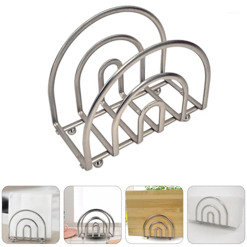

1Pc Cutting Board Rack Tissue Storage Container Practical Napkin Holder Silver1