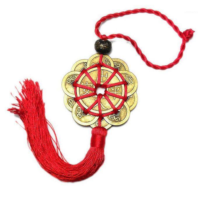 

Lucky Charm Good Fortune Home Car Decor Red Chinese Knot FENG SHUI Set Ancient I CHINA Coins Prosperity Protection1