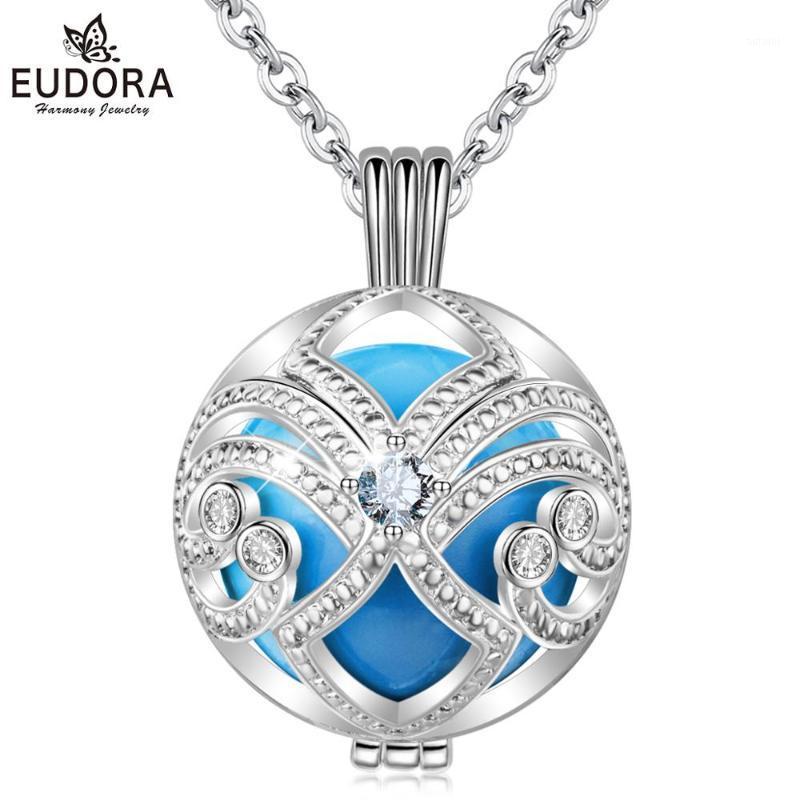 

Eudora 20mm Colorful Harmony Bola Ball Cage Pendant Crystal French Iris style Necklace fit DIY Chime Ball Jewelry For Women K3561