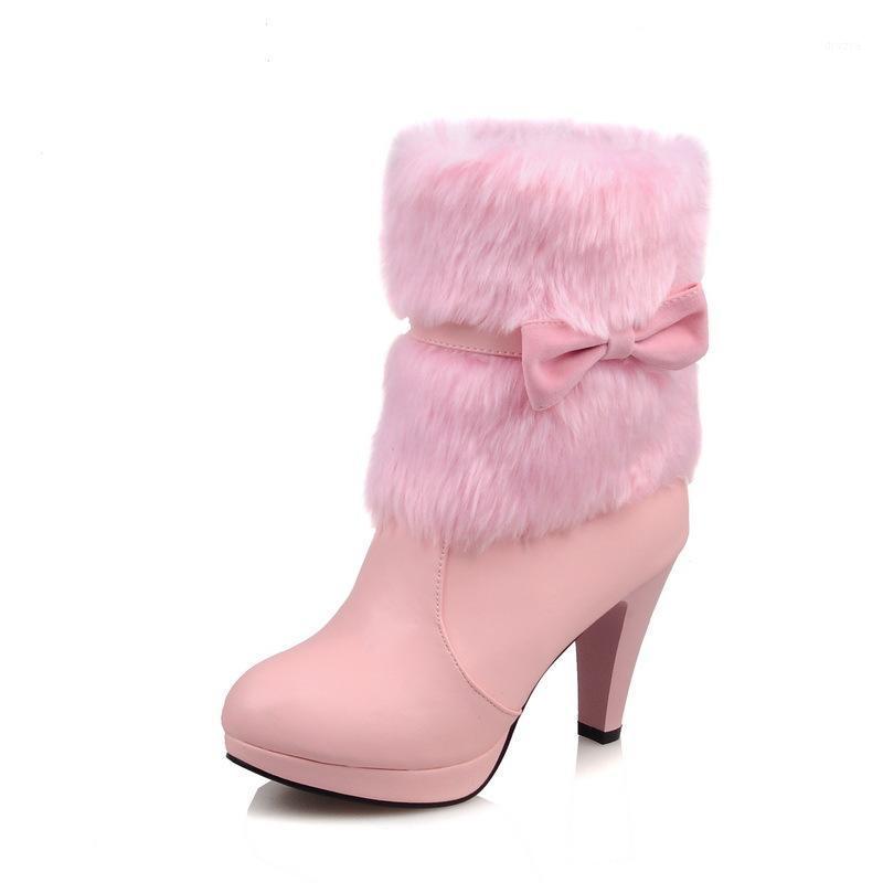 

2020 New Women Ankle Boots Fashion Butterfly Knot Round Toe Women Short Boots Comfortable Thick Heel Ladies Winter Shoes 41 421