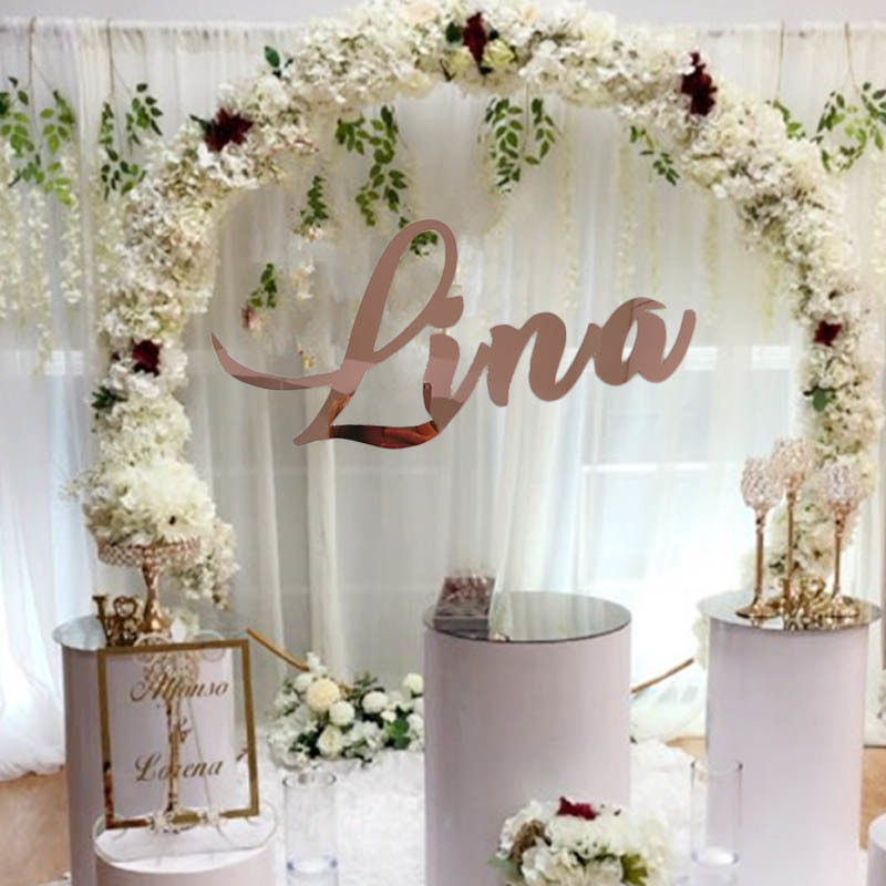 

Baby Custom Gold Mirror Rose Nursery Wall Decoration Personalized Name Sign Wedding Party Baptism
