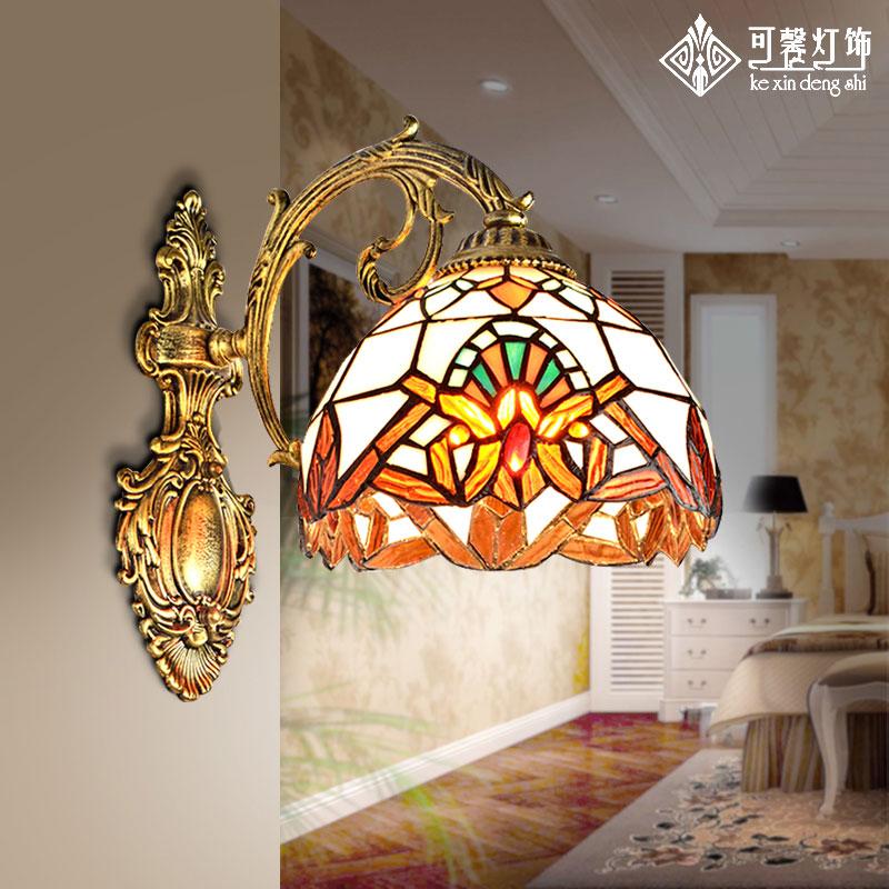 

Tiffany European single head lamp lighting lamp bedside bedroom bathroom balcony Baroque LED