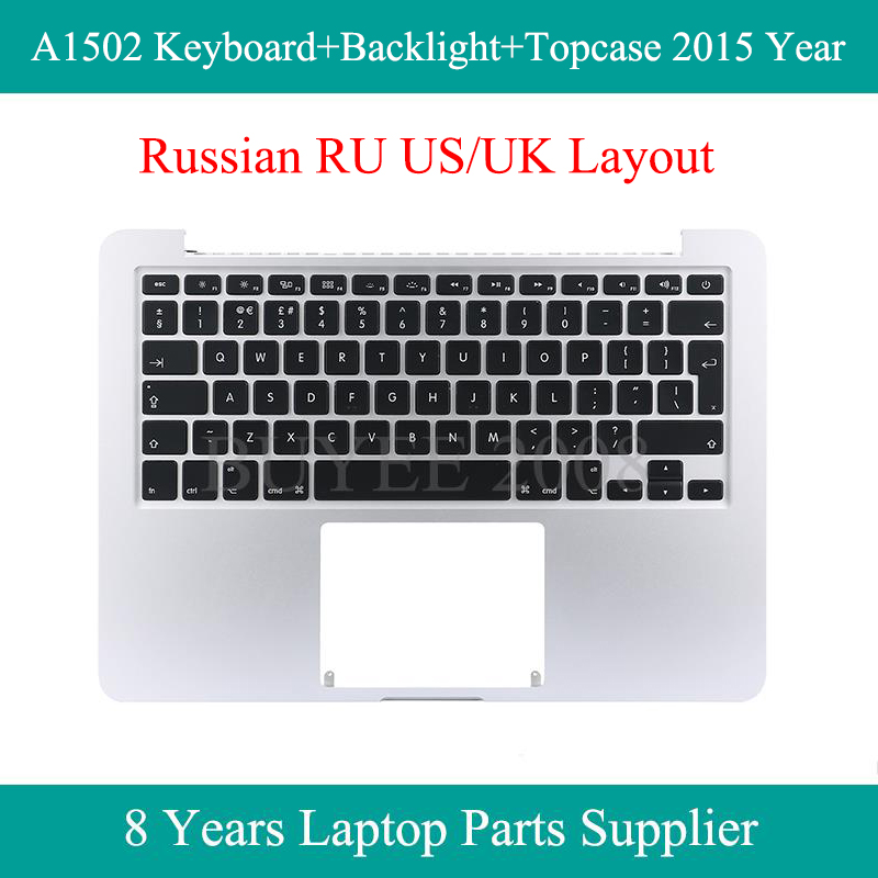 

Laoptop 13.3" RU US UK Layout A1502 Keyboard Topcase 2020 Year For Pro A1502 Russian Keyboards Backlight Top Case Tested