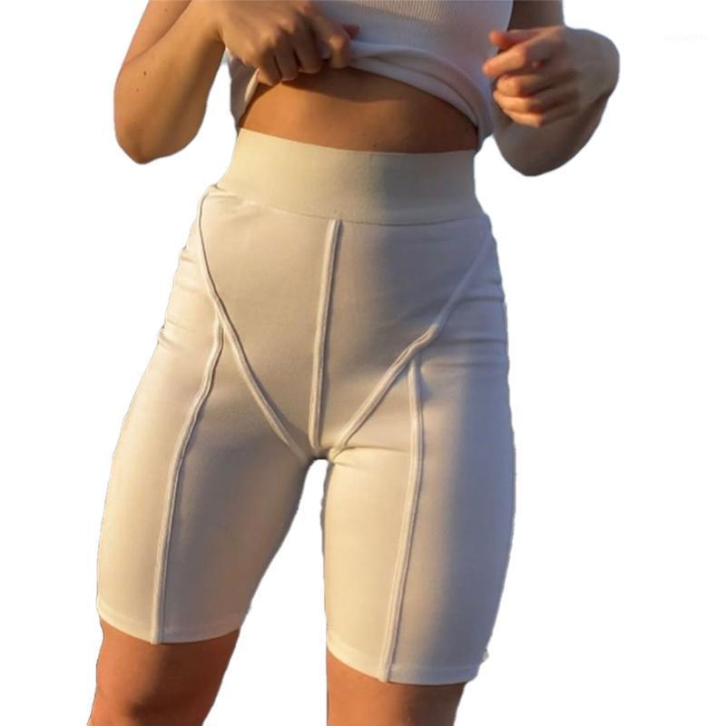 

Women' White Stripes Insert Biker Shorts High Waist Active Gym Workout Yoga Shorts Sexy Stretch Bodycon Hot Short Leggings1, As pic