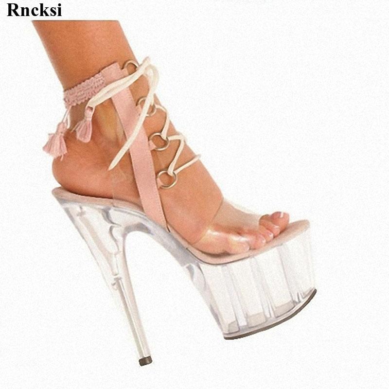 

Rncksi New Sexy 15CM Super-High Heels Shoes The Nightclubs Princess Crystal Shoes High-Heeled Sandals Women's1, White