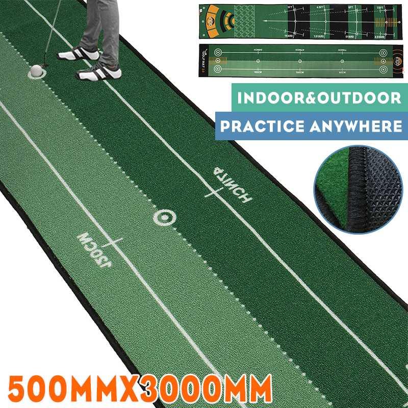 

2 Types Golf Hitting Mat Putting Trainer Golf Practice Pad Putter Green Fairway Trainer Aiming Line Tee Slot