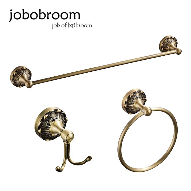 

JOBOBROOM Bathroom Hardware Set And Old Bronze Color Bathroom Accessories Hook And Towel Ring 60cm Towel Bar