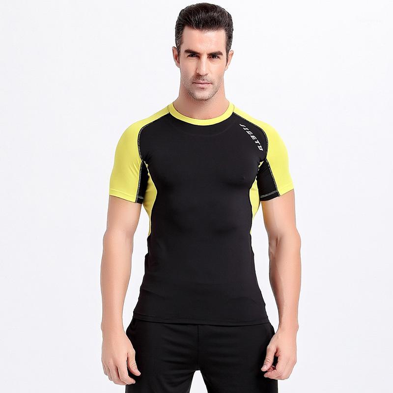 

2020 Quick Dry Running T-shirts Men jogging Gym Training Sport Clothing Men's Fitness Tight Basketball Football T-Shirt1, Black