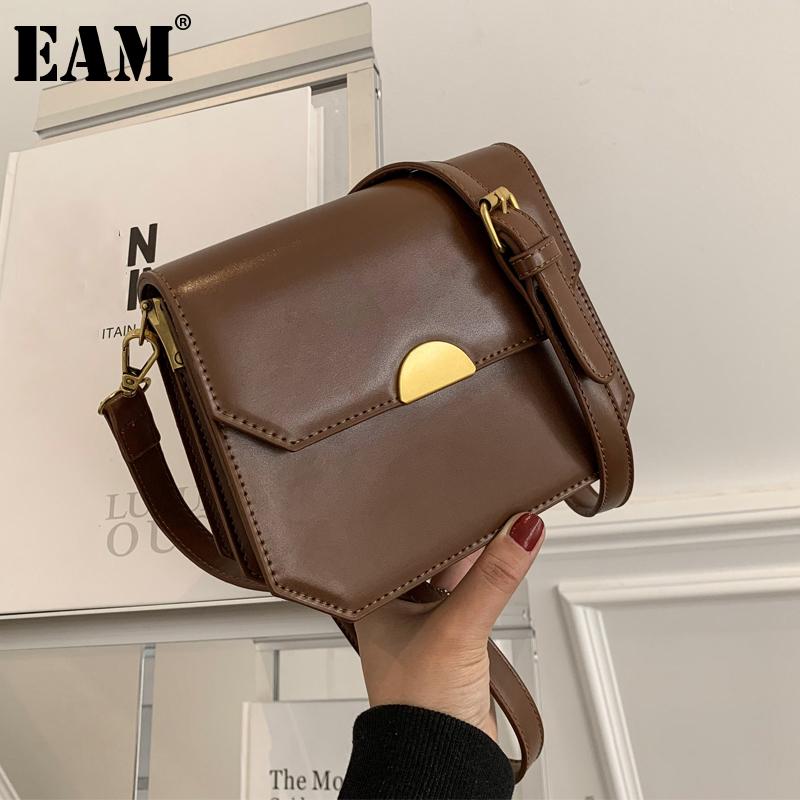 

[EAM] Women New Vintage Brief Small PU Leather Flap Personality All-match Crossbody Shoulder Bag Fashion Tide 2021 18A1762, Black