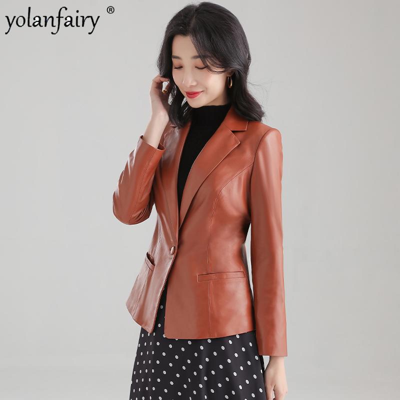 

Women's Leather Jacket Genuine Leather Jacket Women Coat Female 100% Sheepskin Clothes 2020 Mujeres Abrigos G13108-1 Pph1133, Brown