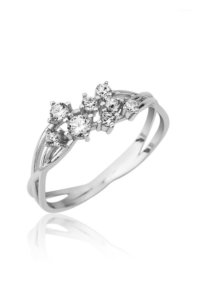 

Cluster Rings White Stone Silver Ring, Golden;silver