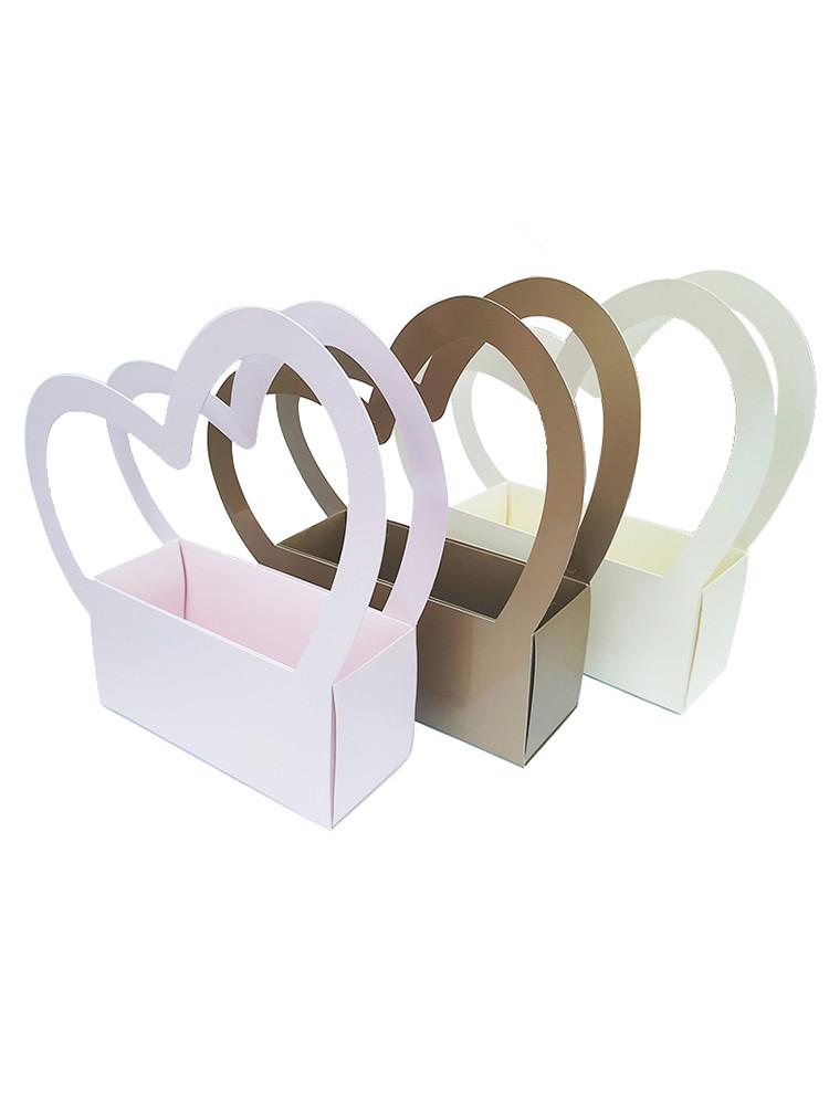 

5pcs flower wrapping gift box heart-shaped flower box creative kraft paper packing free shipping