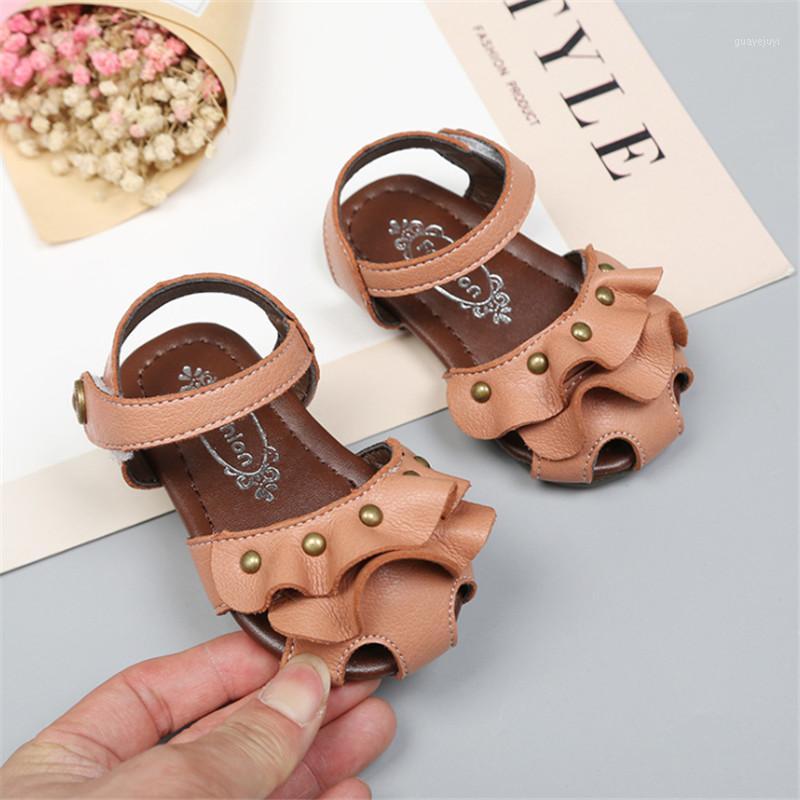 

DIMI 2020 Summer Baby Shoes Baotou Cutout Princess Sandals Fashion Rivet Lotus Leaf Soft Leather Comfortable Baby Girl Sandals1, Black