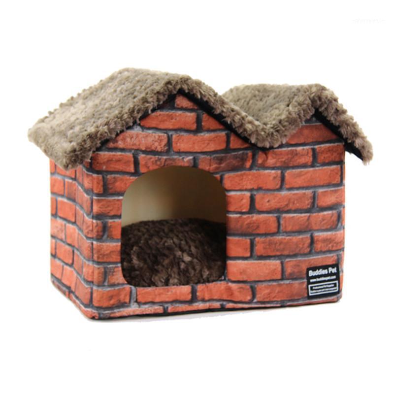 

Foldable Pet Dog House Cat Nest Kennel with Mat Winter Warm Cozy Portable Dog Bed Sofas for Small Medium Cat Pet Supplies1, Brick style