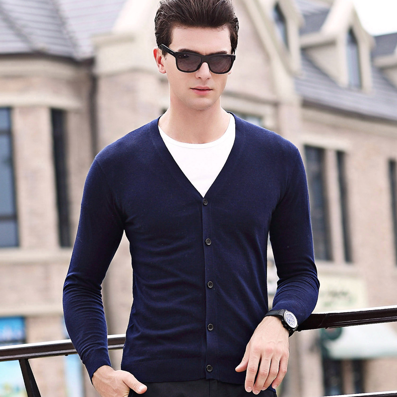 

2020 Brand New Fall Winter Men' Jackets Long Sleeve Knitted Sweater Pure-colour Leisure for Male Sweater Jacket Clothing, Black