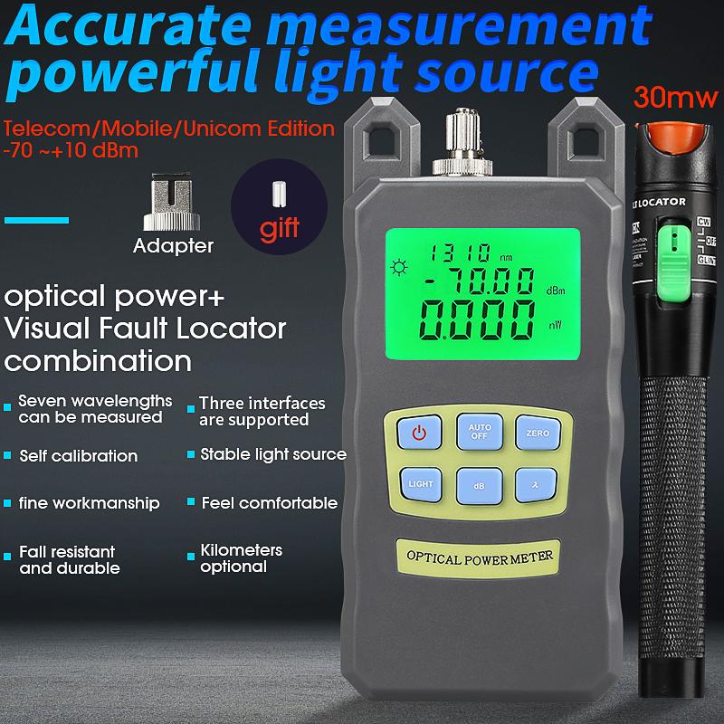 

2 In 1 FTTH Fiber Optic Tool Kit AUA-70A Optical Power Meter -70 to +10dBm and 10mW Visual Fault Locator Fiber optic test pen