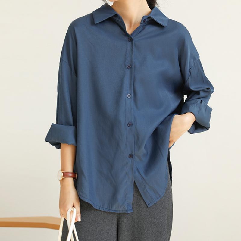 

2020 Autumn Women Elegance V-Neck Solid Blouse Vintage Long Sleeve White Satin Shirt Office Lady Button Up Korean Tops T09624Z