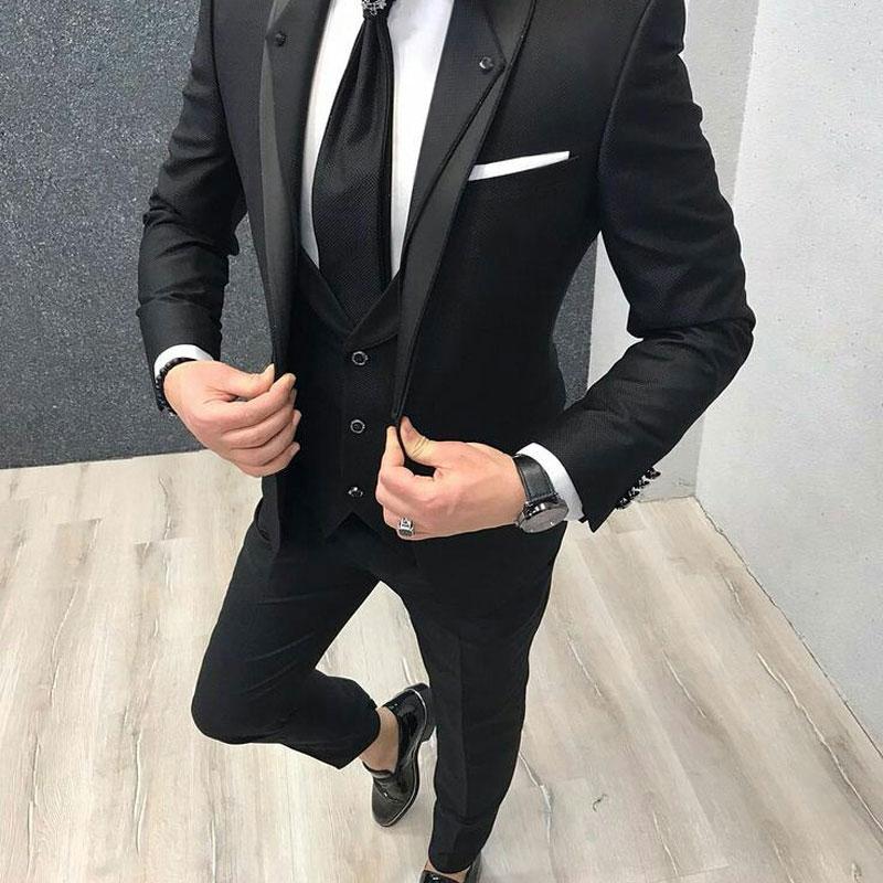 

Special Lapel Black Men Classic Wedding Suits Man Blazer Slim Fit Terno Masculino Costume Homme Groom Tuxedos 3Piece Prom Party, Beige