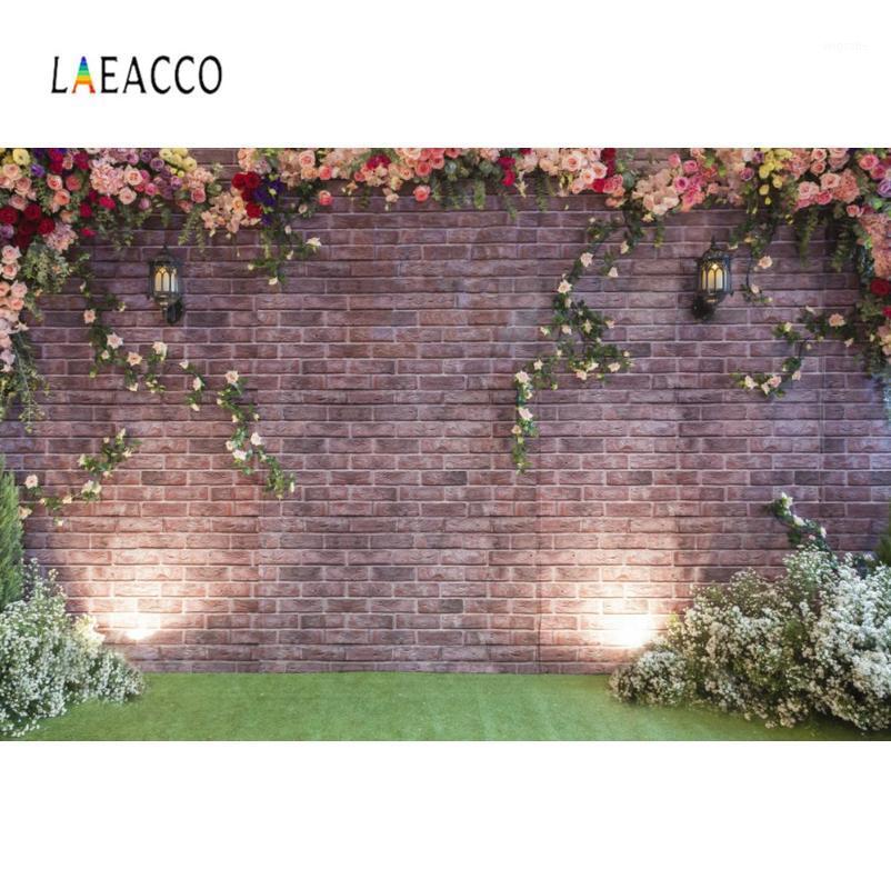 

Laeacco Photo Background Brick Wall Flower Wreath Wedding Lantern Grass Baby Portrait Stage Photography Backdrop Photo Studio1