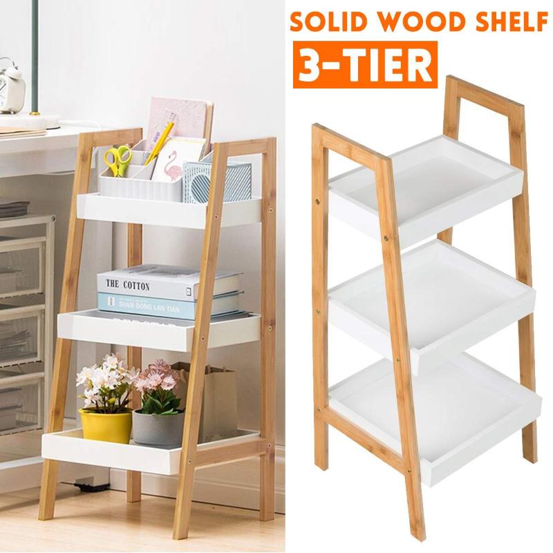 

3-Tiers Solid Wood Shelf Corner Shelves Storage Rack Practical Books Potted Stand Display Storage Furniture For Home Office
