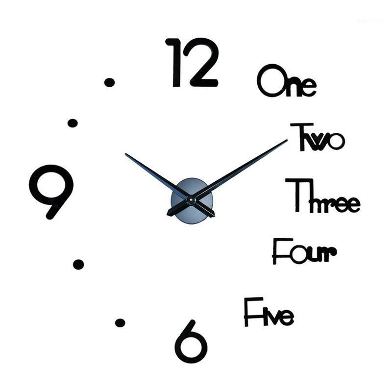 

Black Creativity DIY Punch-free Wall Clock Modern Design Home Decoration Mirror Stickers Wall Watch Horloge Quartz Needle1