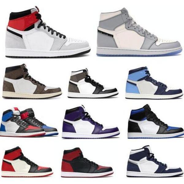 

Jumpman 1 1s Mocha Outdoor Shoes Sneakers Men Women Smoke Grey Obsidian Travis Scotts Royal Toe Red OG High Top Athletic Trainer Shoe, Gold