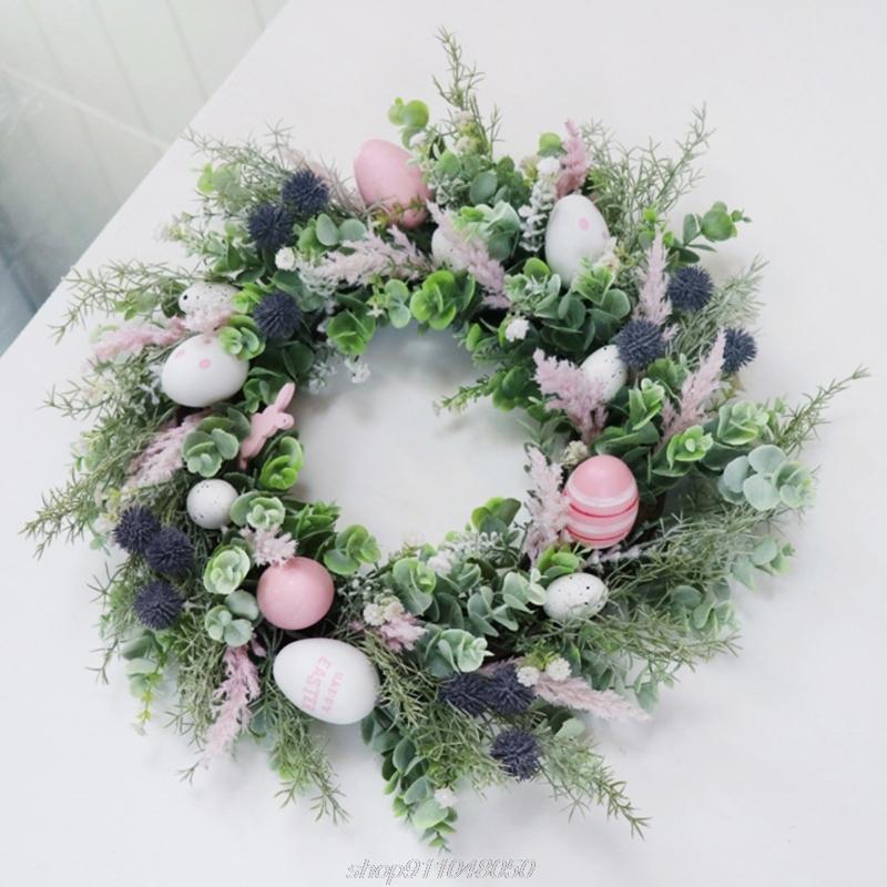

Easter Garland Eggs Rattan Wreath Artificial Flower Door Hang Easter Decoration J18 21 Dropshipping