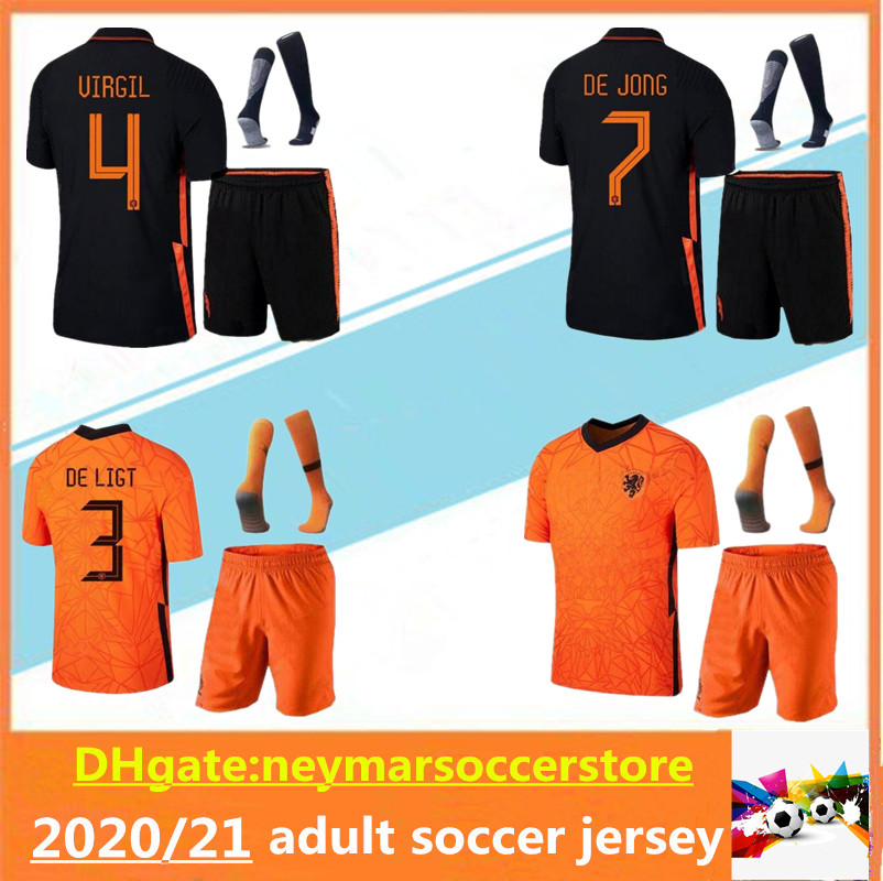 

20 21 Netherlands DE JONG WIJNALDUM Holland VIRGIL soccer jersey kits 2020 2021 STROOTMAN MEMPHIS maillot de football shirts uniforms, Orange