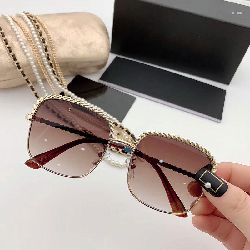 

Sunglasses MS 2021 Square Women Female Chain Stripe Fashion Glasses1
