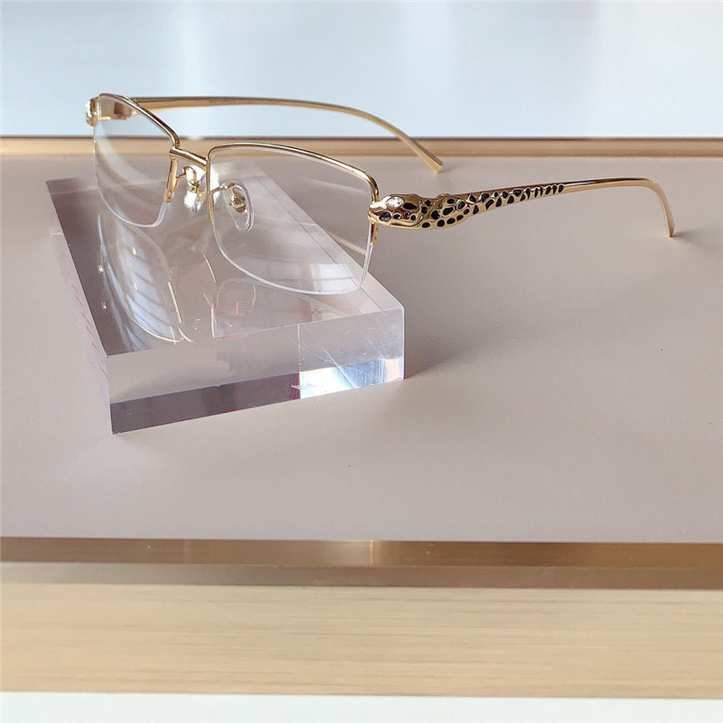 

New fashion design optical glasses 1186 classic half frame 18k gold frame animal diamond leopard legs can be equipped with prescription lens, Black