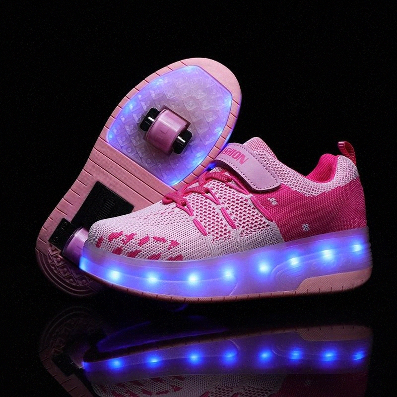 

RISRICH Kids LED roller shoes glowing luminous light up sneakers with wheels kids rollers skate usb charging shoes for boy girls #x37I