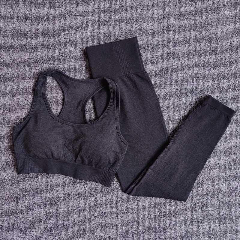 

Women Seamless Yoga Set Sportswear Fitness Clothing Gym Running Leggings Workout Pants Padded Sports Bras 2 Pieces Sports Suits1, Brapantsblack