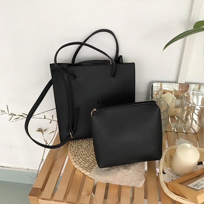 

Retro Crossbody Bag Square Women Shoulder Bags Ladies Large Capacity Pocket PU Leather Fashion Women's Composite Bags Tote, Black