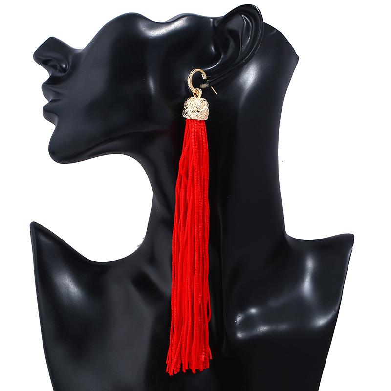 

New 150mm Hot Bohemia Long Tassel Earrings for Women European Exaggerated Boho Vintage Drop Earrings 2 Colors