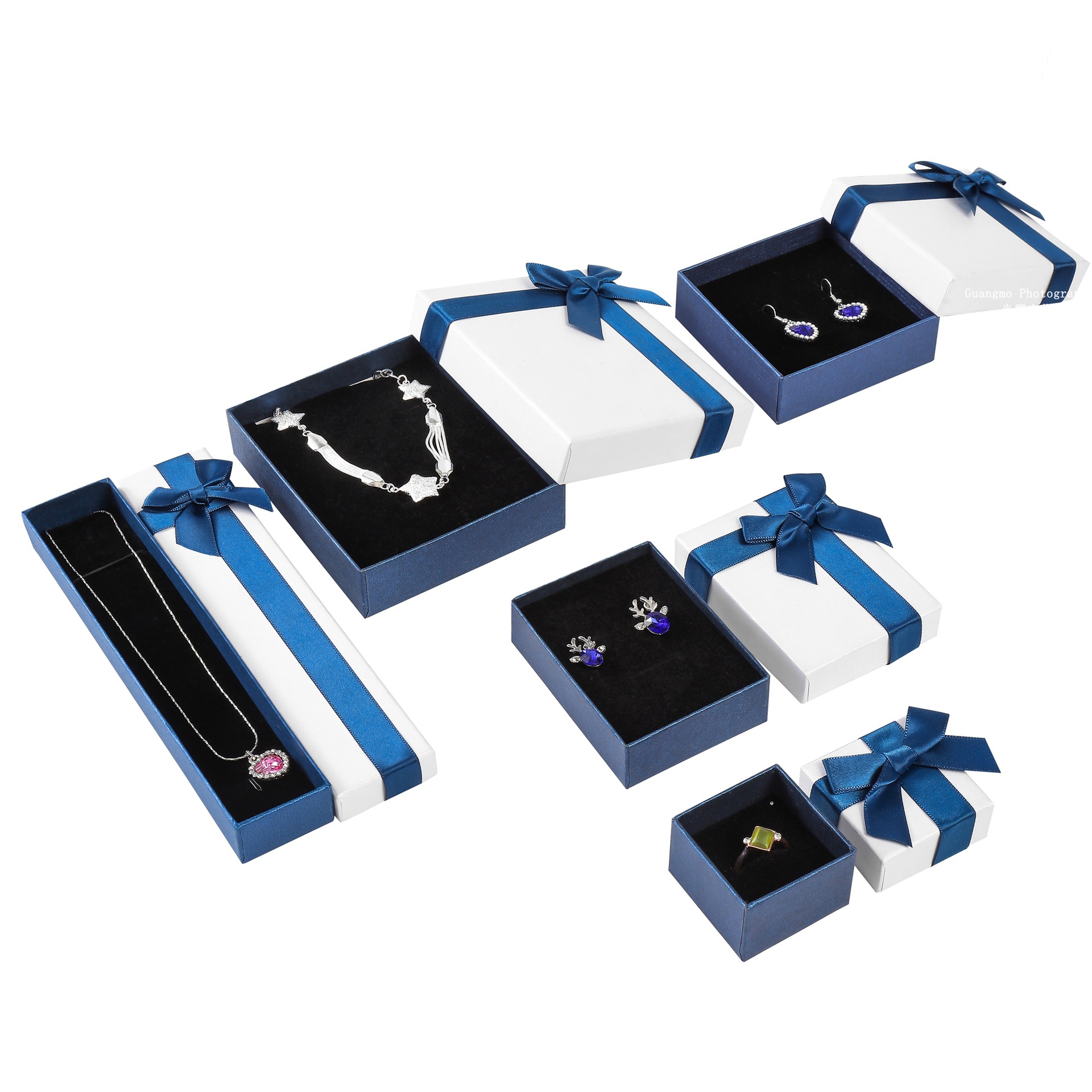 Wholesale Jewelry Packaging Box Necklace Earring Earring Bracelet Ring Badge Gift Jewelry Box Bow Jewelry Storage Box-image-652434419