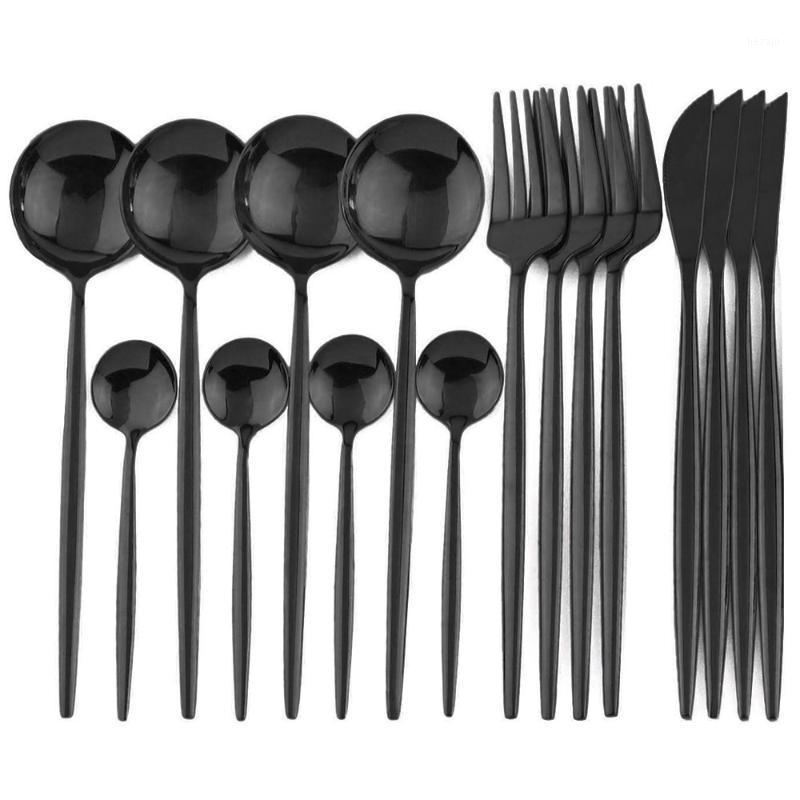 

16Pcs Black Cutlery Set 18/10 Stainless Steel Dinnerware Set Kitchen Gold Tableware Knife Fork Spoon Dinner Gift Box1