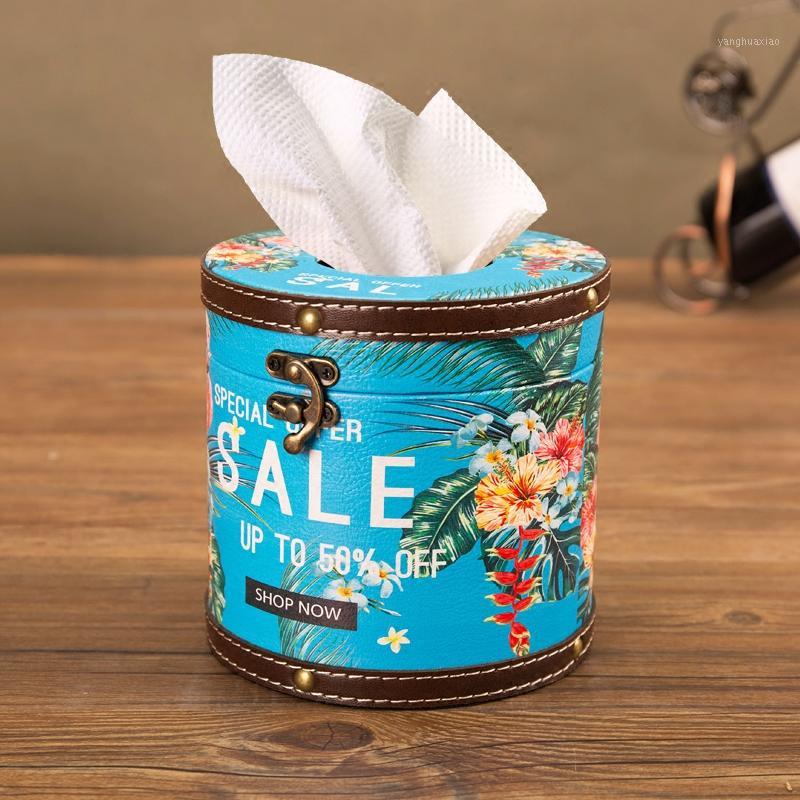 

Retro Creative round Tissue Box Household Living Room Chart Drum Desktop Cute Cool Toilet Paper Paper Extraction Box1