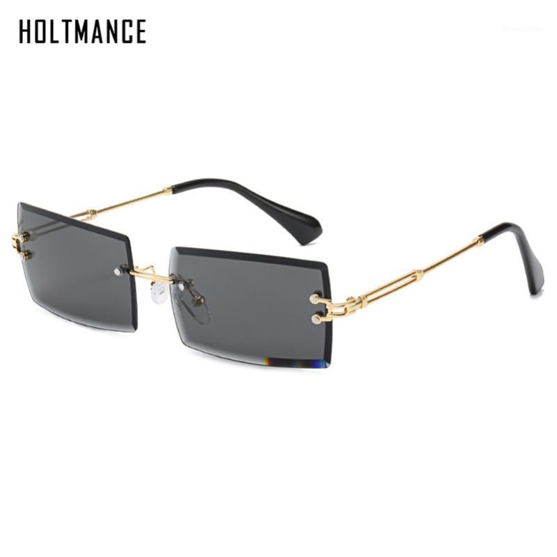 

Fashion Small Rectangle Sunglasses Women Rimless Square Sun Glasses Metal Trendy Shades for Female Male UV400 Green Pink1